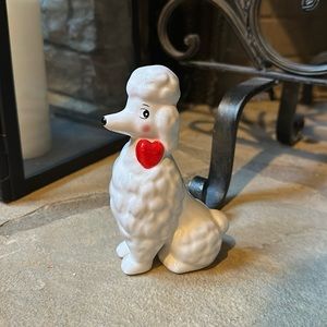 New Valentine Ceramic White Poodle Figurine with Heart